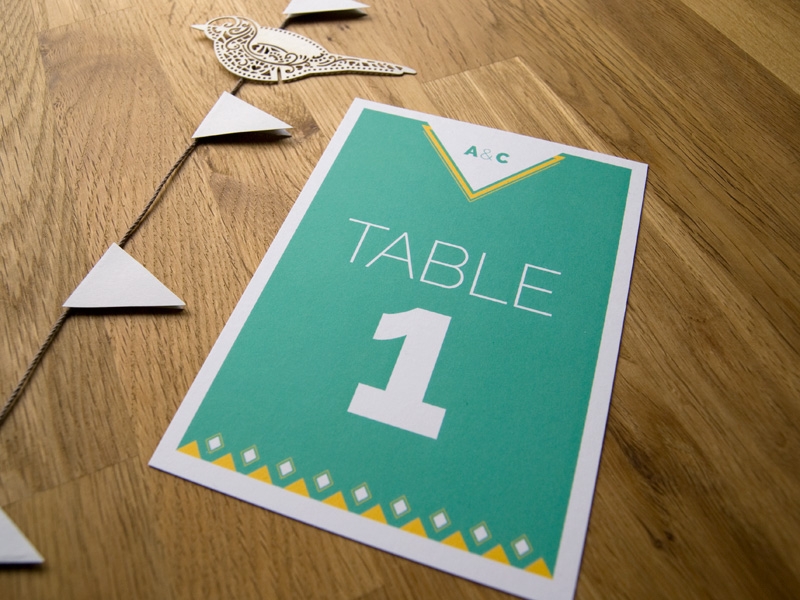 Beautiful chic wedding table number