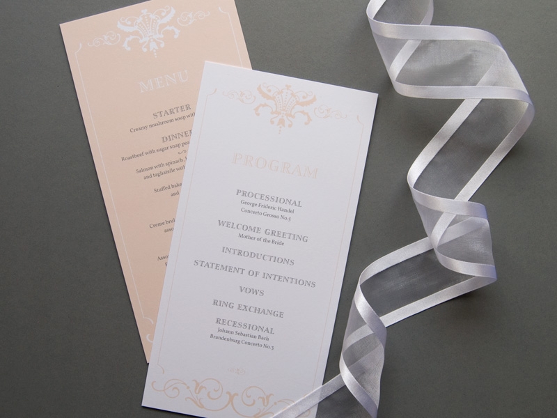 classic elegant wedding day program