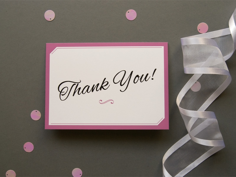 elegant calligraphic wedding thank you card