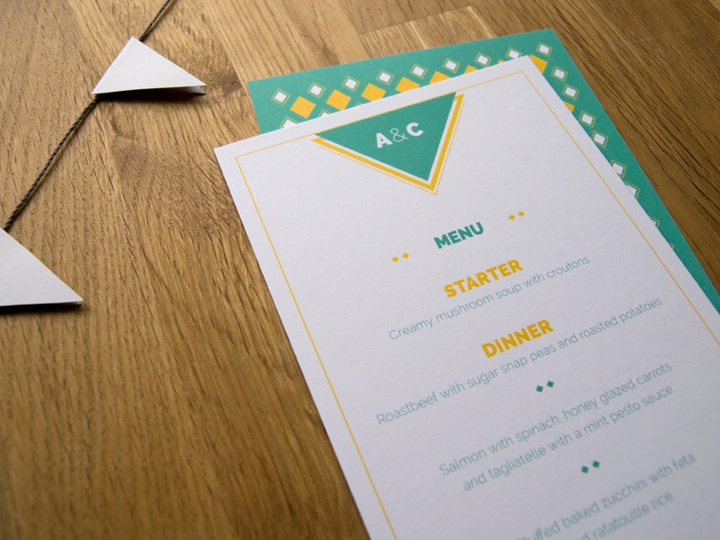 Chic and unique wedding reception menu