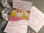 romantic pink custom wedding invitation