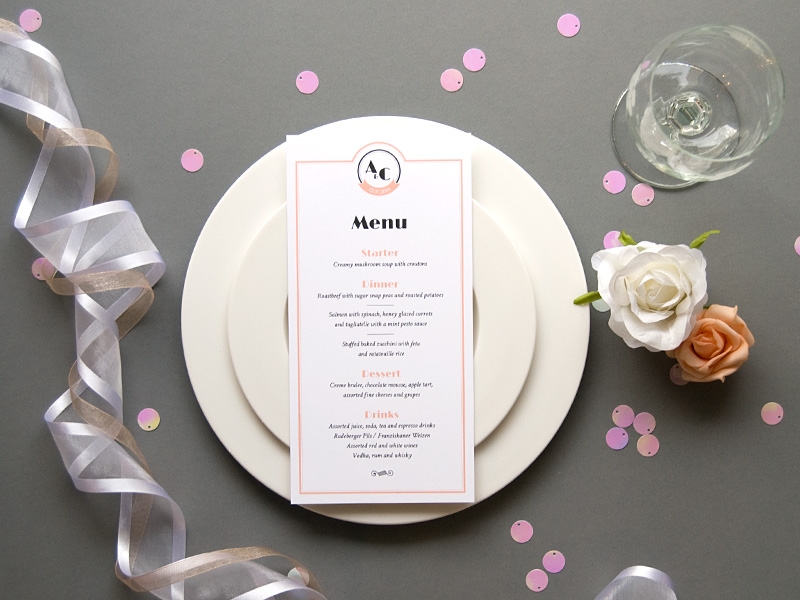 vintage jazz age wedding menu