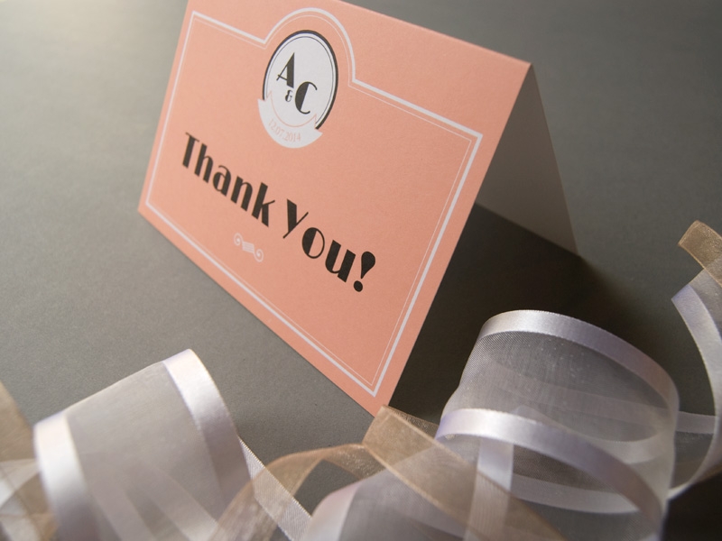 vintage jazz age wedding thank you card