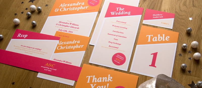 Custom modern wedding invitation set